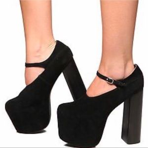 Jeffrey Campbell Black Suede Platform Mary Janes